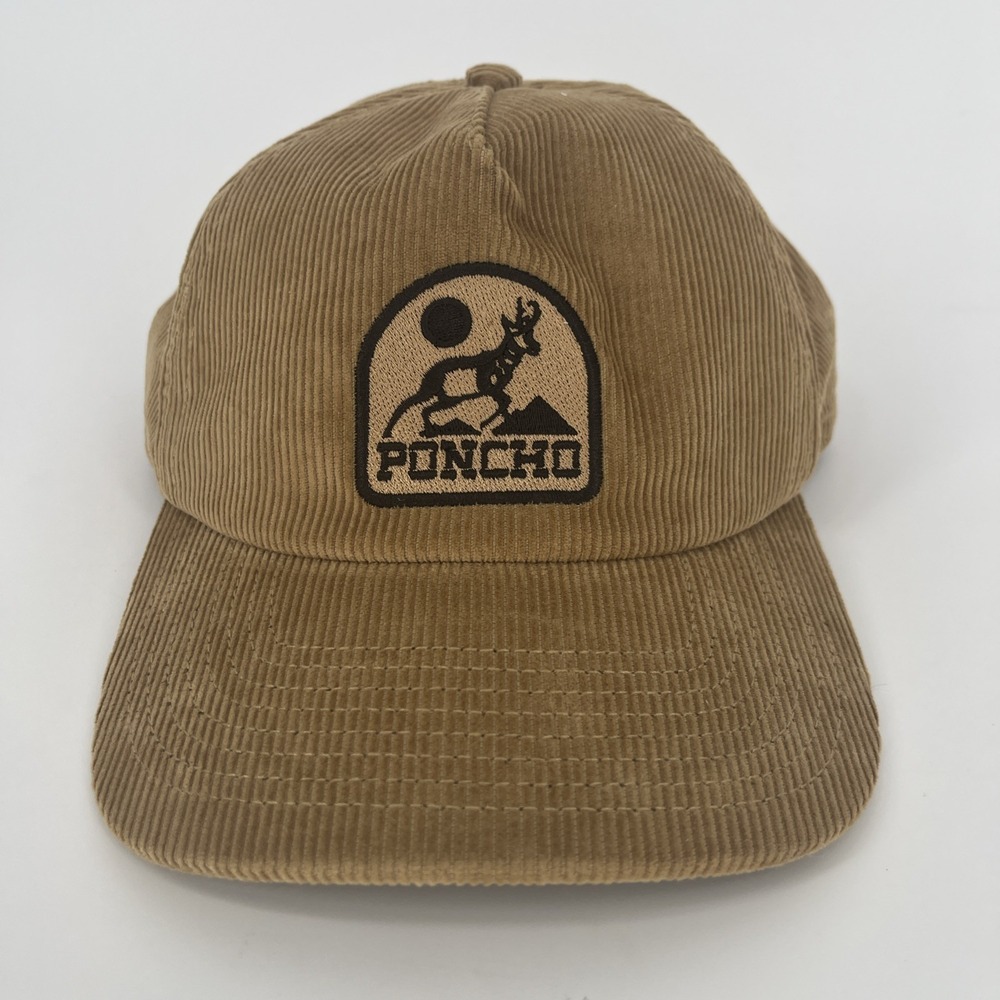 Poncho‎ Corduroy Deer Nature Patch Tan Strapback Hat